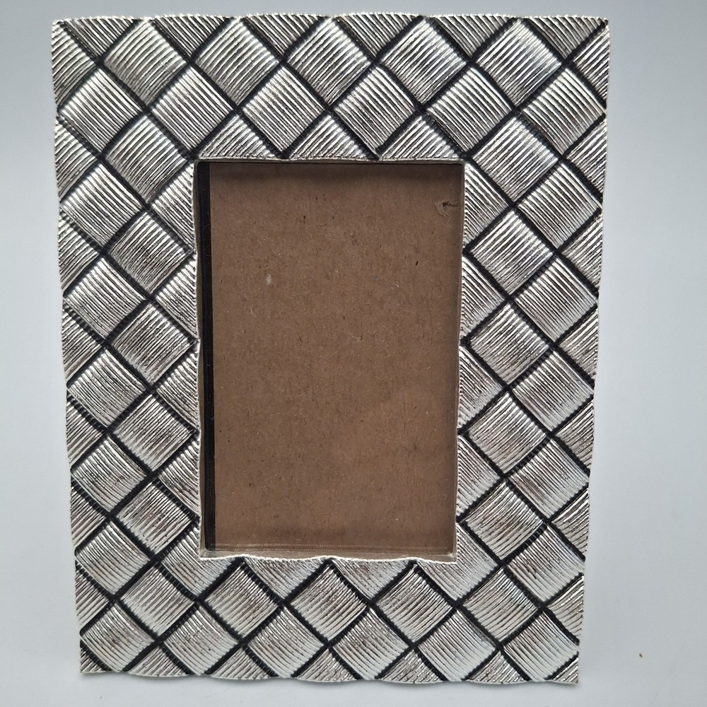 Green Tree Gallery Silver Tone Basketweave Picture Frame 2x3 Mini‎ Tabletop
